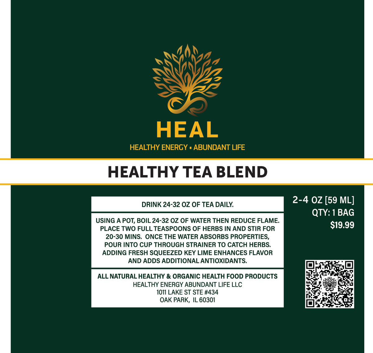 HEAL Healthy Tea Blends 2oz-4oz
